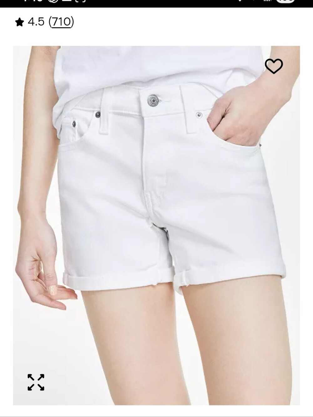 Levi's White Rolled Cuff Denim Shorts
